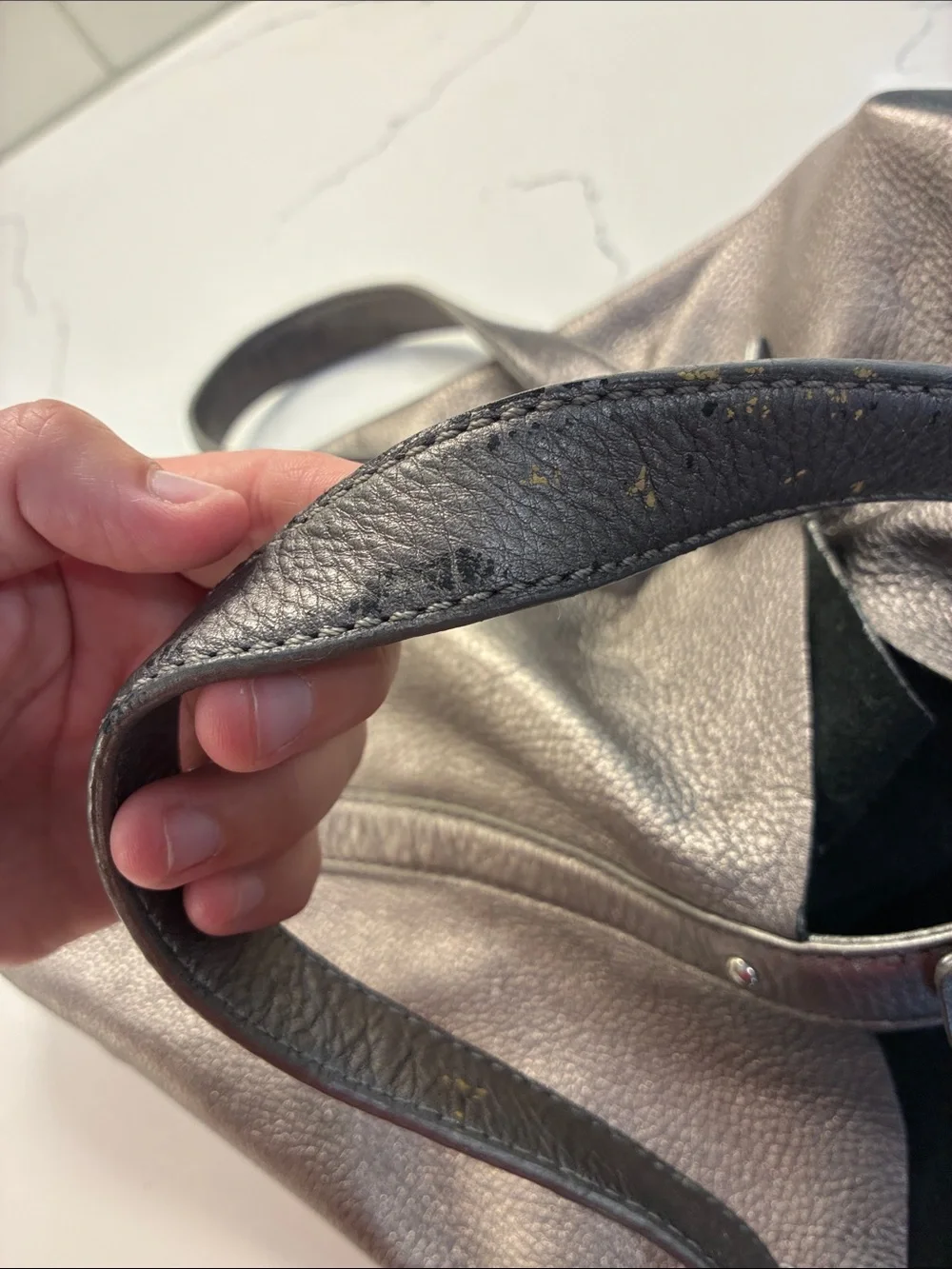 Michael Kors Dark Gray Pebbled Leather Shoulder Bag